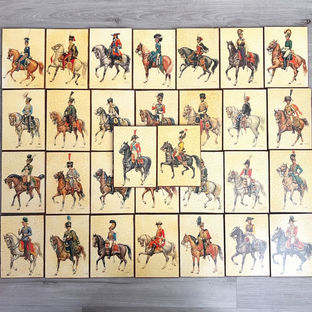 VTG Wolfgang Tritt Military /Calvary Postcard Print Art on Cork Wall Hanging x30